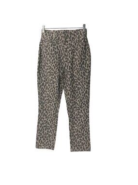 D&Co Signature Leopard Print Ankle Pants XXSP Elastic Waist Stretch Casual #V13